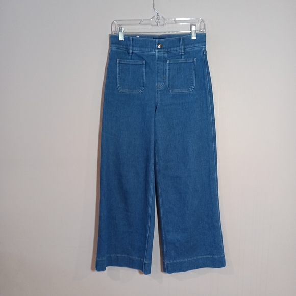Spanx Cropped Wide Leg Jeans in  Washed Blue Size S - Picture 2 of 9